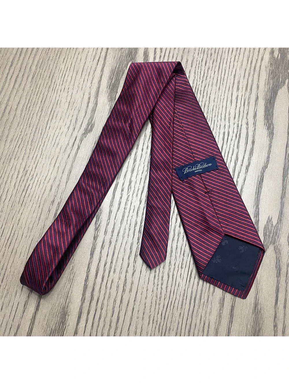 Brooks Brothers Makers Necktie Red Blue Repp Stripe Pure Silk Tie USA England